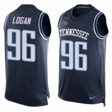 Men's Nike Tennessee Titans #96 Bennie Logan Limited Navy Blue Player Name & Number Tank Top NFL Jersey