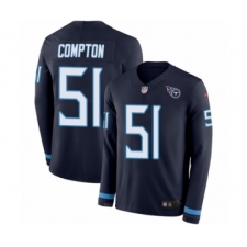 Men's Nike Tennessee Titans #51 Will Compton Limited Navy Blue Therma Long Sleeve NFL Jersey