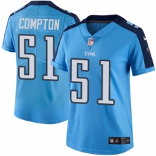 Women's Nike Tennessee Titans #51 Will Compton Limited Light Blue Rush Vapor Untouchable NFL Jersey