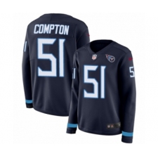 Women's Nike Tennessee Titans #51 Will Compton Limited Navy Blue Therma Long Sleeve NFL Jersey