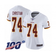 Women's Washington Redskins #74 Geron Christian White Vapor Untouchable Limited Player 100th Season Football Jersey