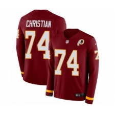 Youth Nike Washington Redskins #74 Geron Christian Limited Burgundy Therma Long Sleeve NFL Jersey
