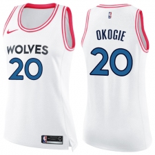Women's Nike Minnesota Timberwolves #20 Josh Okogie Swingman White Pink Fashion NBA Jersey