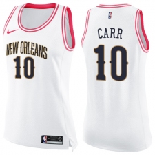 Women's Nike New Orleans Pelicans #10 Tony Carr Swingman White Pink Fashion NBA Jersey