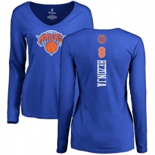 NBA Women's Nike New York Knicks #8 Mario Hezonja Royal Blue Backer Long Sleeve T-Shirt