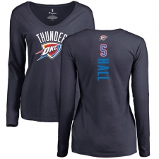 NBA Women's Nike Oklahoma City Thunder #5 Devon Hall Navy Blue Backer Long Sleeve T-Shirt