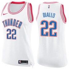 Women's Nike Oklahoma City Thunder #22 Hamidou Diallo Swingman White Pink Fashion NBA Jersey