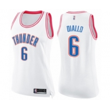 Women's Oklahoma City Thunder #6 Hamidou Diallo Swingman White Pink Fashion Basketball Jersey