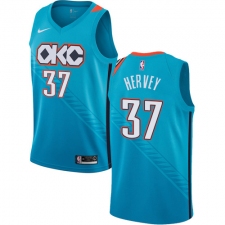 Men's Nike Oklahoma City Thunder #37 Kevin Hervey Swingman Turquoise NBA Jersey - City Edition