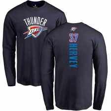 NBA Nike Oklahoma City Thunder #37 Kevin Hervey Navy Blue Backer Long Sleeve T-Shirt