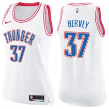 Women's Nike Oklahoma City Thunder #37 Kevin Hervey Swingman White Pink Fashion NBA Jersey