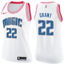 Women's Nike Orlando Magic #22 Jerian Grant Swingman White Pink Fashion NBA Jersey