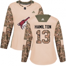 Women's Adidas Arizona Coyotes #13 Freddie Hamilton Authentic Camo Veterans Day Practice NHL Jersey