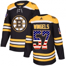 Men's Adidas Boston Bruins #57 Tommy Wingels Authentic Black USA Flag Fashion NHL Jersey