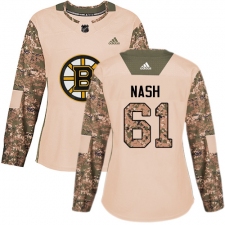 Women's Adidas Boston Bruins #61 Rick Nash Authentic Camo Veterans Day Practice NHL Jersey