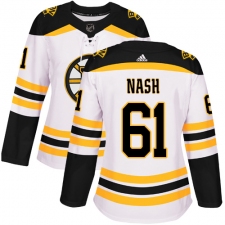 Women's Adidas Boston Bruins #61 Rick Nash Authentic White Away NHL Jersey