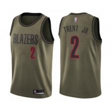 Men's Portland Trail Blazers #2 Gary Trent Jr. Swingman Green Salute to Service Basketball Jersey