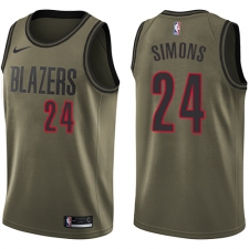 Men's Nike Portland Trail Blazers #24 Anfernee Simons Swingman Green Salute to Service NBA Jersey