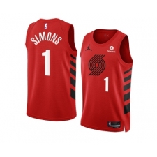Men's Portland Trail Blazers #1 Anfernee Simons 2022-23 Red Statement Edition Swingman Stitched Basketball Jersey