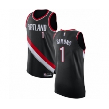 Men's Portland Trail Blazers #1 Anfernee Simons Authentic Black Basketball Jersey - Icon Edition