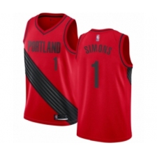 Men's Portland Trail Blazers #1 Anfernee Simons Authentic Red Basketball Jersey Statement Edition