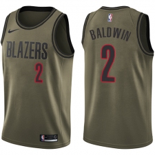 Men's Nike Portland Trail Blazers #2 Wade Baldwin Swingman Green Salute to Service NBA Jersey