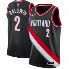 Youth Nike Portland Trail Blazers #2 Wade Baldwin Swingman Black NBA Jersey - Icon Edition