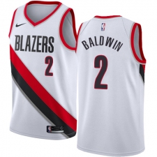 Youth Nike Portland Trail Blazers #2 Wade Baldwin Swingman White NBA Jersey - Association Edition
