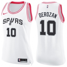 Women's Nike San Antonio Spurs #10 DeMar DeRozan Swingman White Pink Fashion NBA Jersey