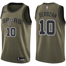 Youth Nike San Antonio Spurs #10 DeMar DeRozan Swingman Green Salute to Service NBA Jersey