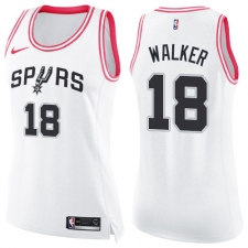 Women's Nike San Antonio Spurs #18 Lonnie Walker Swingman White Pink Fashion NBA Jersey