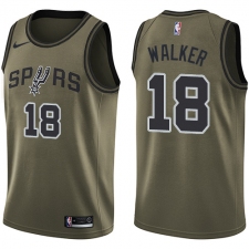 Youth Nike San Antonio Spurs #18 Lonnie Walker Swingman Green Salute to Service NBA Jersey