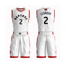 Men's Toronto Raptors #2 Kawhi Leonard Swingman White 2019 Basketball Finals Bound Suit Jersey - Association Edition