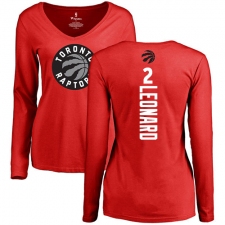 NBA Women's Nike Toronto Raptors #2 Kawhi Leonard Red Backer Long Sleeve T-Shirt