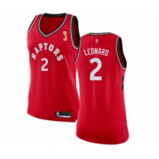 Women's Toronto Raptors #2 Kawhi Leonard Swingman Red 2019 Basketball Finals Champions Jersey - Icon Edition
