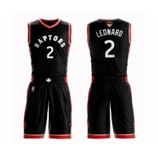 Youth Toronto Raptors #2 Kawhi Leonard Swingman Black 2019 Basketball Finals Bound Suit Jersey Statement Edition