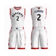 Youth Toronto Raptors #2 Kawhi Leonard Swingman White 2019 Basketball Finals Bound Suit Jersey - Association Edition