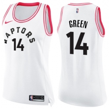 Women's Nike Toronto Raptors #14 Danny Green Swingman White Pink Fashion NBA Jersey