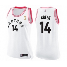 Women's Toronto Raptors #14 Danny Green Swingman White Pink Fashion 2019 Basketball Finals Champions Jersey