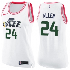 Women's Nike Utah Jazz #24 Grayson Allen Swingman White Pink Fashion NBA Jersey