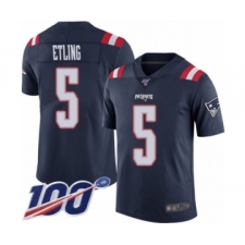 Men's New England Patriots #5 Danny Etling Limited Navy Blue Rush Vapor Untouchable 100th Season Football Jersey