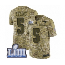 Men's Nike New England Patriots #5 Danny Etling Limited Camo 2018 Salute to Service Super Bowl LIII Bound NFL Jersey