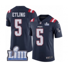 Men's Nike New England Patriots #5 Danny Etling Limited Navy Blue Rush Vapor Untouchable Super Bowl LIII Bound NFL Jersey