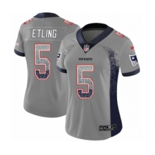Women's Nike New England Patriots #5 Danny Etling Limited Gray Rush Drift Fashion NFL Jersey