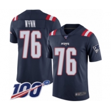 Men's New England Patriots #76 Isaiah Wynn Limited Navy Blue Rush Vapor Untouchable 100th Season Football Jersey