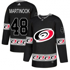 Men's Adidas Carolina Hurricanes #48 Jordan Martinook Authentic Black Team Logo Fashion NHL Jersey