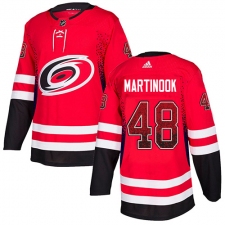 Men's Adidas Carolina Hurricanes #48 Jordan Martinook Authentic Red Drift Fashion NHL Jersey