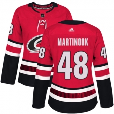 Women's Adidas Carolina Hurricanes #48 Jordan Martinook Authentic Red Home NHL Jersey