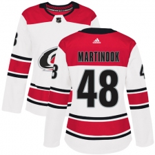 Women's Adidas Carolina Hurricanes #48 Jordan Martinook Authentic White Away NHL Jersey