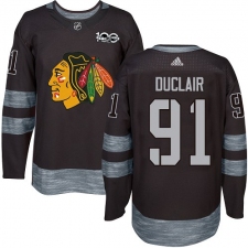 Men's Adidas Chicago Blackhawks #91 Anthony Duclair Authentic Black 1917-2017 100th Anniversary NHL Jersey